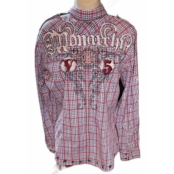 Monarchy Plaid Stitched Back Snap Front Shirt M - Picture 1 of 8